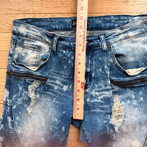 CJ Black Premium Denim Distressed Skinny Jeans Mens Size 32x30 Moto Biker Blue - Picture 7 of 10